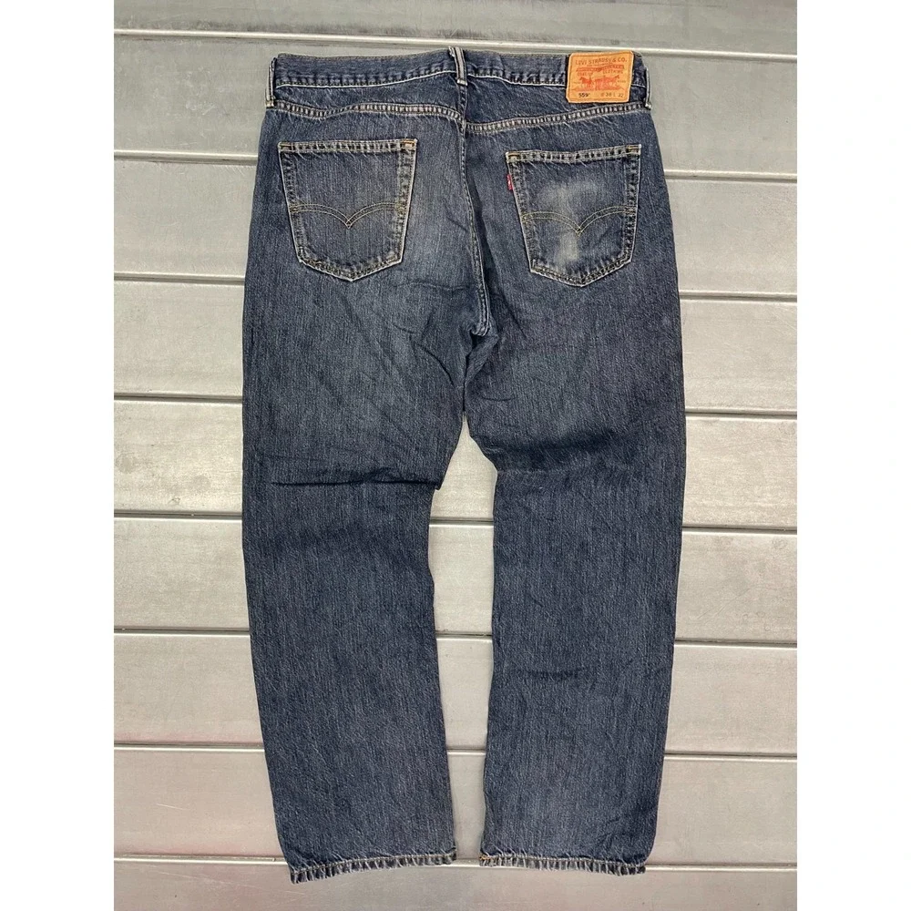 Levis 559 Jeans Mens 36x32 Blue Dark Wash Denim 100% Cotton Relaxed‎ Straight